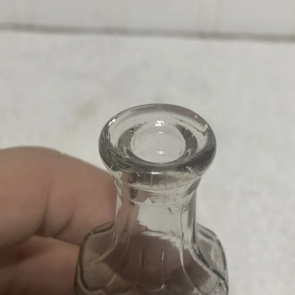 Vintage 4” Red Cross Clear Glass Bottle, Trademark Bottles